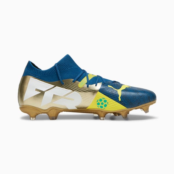 PUMA x NEYMAR JR FUTURE 7 MATCH "BNA" Firm Ground/Artifical Ground Men's Soccer Cleats, Sailing Blue-Marine Blue-Pelé Yellow-Grassy Green-Gold, extralarge
